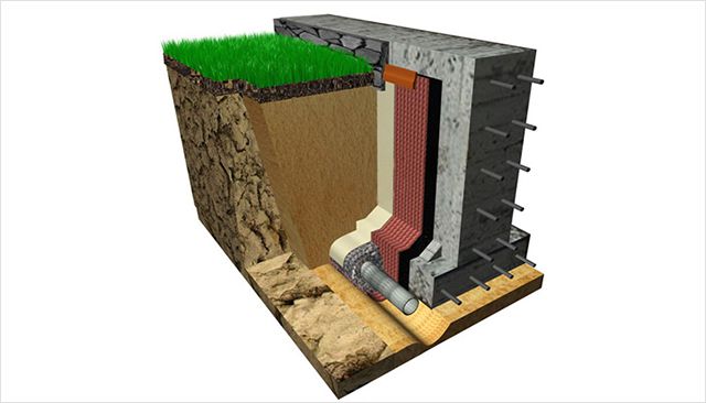 Система пристенного дренажу з профільованої геомембрану використовується в сучасному будівництві все частіше
